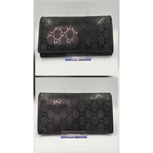 Gucci GG Imprime Long Wallet Monogram Coated Canvas Black Continental - Picture 5 of 12